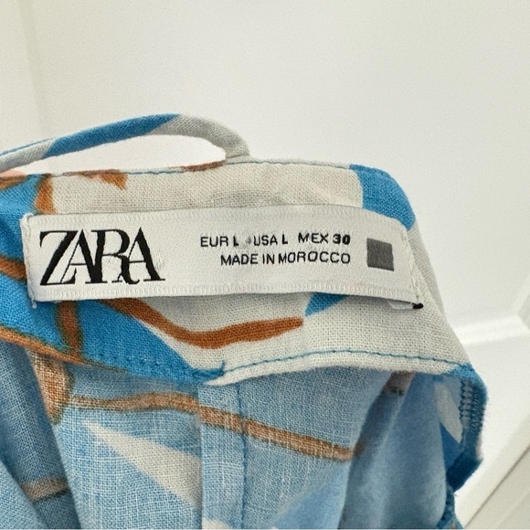 Zara Blogger Fav Cut Out Printed Linen Blend Maxi Dress Size L - Picture 9 of 10